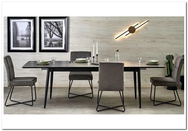 Стол обеденный Halmar CHARLES 180 раскладной (серый мрамор/черный)} заказать в Санкт Петербурге по цене 73 029 руб. с доставкой в Санкт Петербург