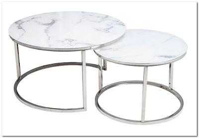 Комплект Signal ATLANTA B, 2 стола журнальных (эффект белого мрамора/хром)