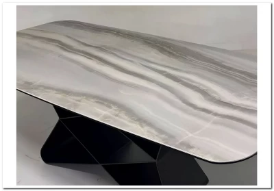 Стол ABSALON 180 ICE AGATE, керамика, стекло / Шоколадное золото каркас, ®DISAUR