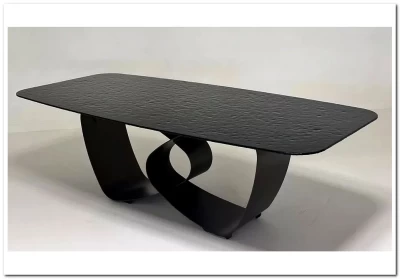 Стол TOVE 240 GREY, стекло BUBBLE / Шоколадное золото каркас ®DISAUR