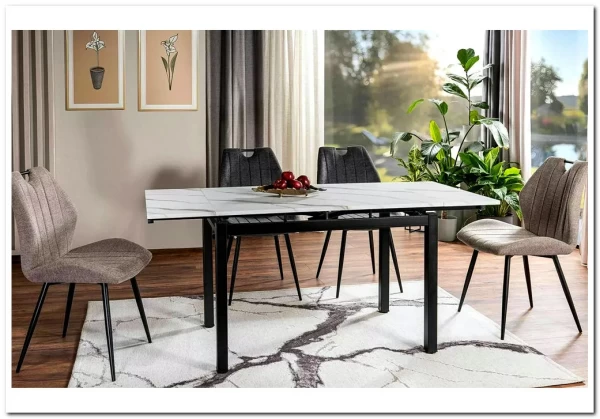 Стол обеденный Signal GD017 110 раскладной (белый мрамор/черный мат)} заказать в Санкт Петербурге по цене 30 122 руб. с доставкой в Санкт Петербург