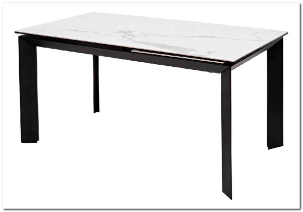 Стол CREMONA 140 HIGH GLOSS STATUARIO Белый мрамор глянцевый керамика/ черный каркас} заказать в Санкт Петербурге по цене 74 610 руб. с доставкой в Санкт Петербург