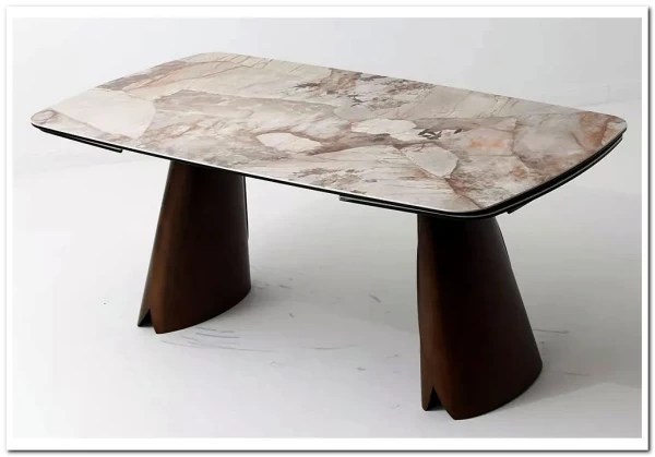 Стол IMBERT 180 GLOSS PATAGONIA, керамика на стекле/ брашированный каркас, цвет медный, ®DISAUR} заказать в Санкт Петербурге по цене 153 300 руб. с доставкой в Санкт Петербург