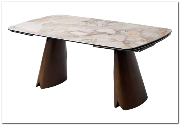 Стол IMBERT 180 GLOSS PATAGONIA, керамика на стекле/ брашированный каркас, цвет медный, ®DISAUR} заказать в Санкт Петербурге по цене 153 300 руб. с доставкой в Санкт Петербург