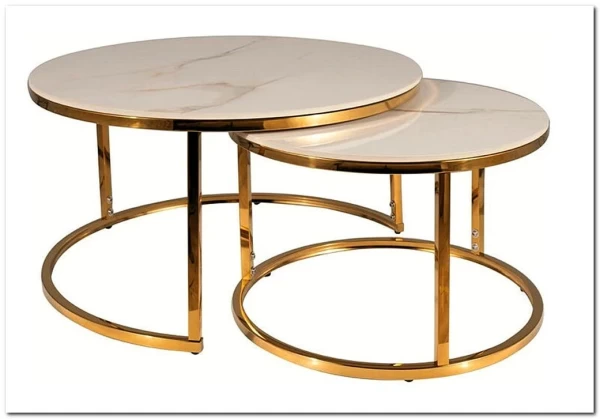Комплект Signal PORTAFINO A, 2 стола журнальных (белый/золотой)} заказать в Санкт Петербурге по цене 33 551 руб. с доставкой в Санкт Петербург