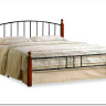 Купить Кровать AT-915 дерево гевея/металл 160*200 (Queen bed), красный дуб/черный с доставкой по России по цене производителя можно в магазине Другая Мебель в Санкт Петербурге
