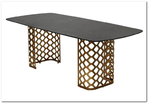 Стол CHIAVARI 220 KL-116 Черный мрамор матовый, итальянская керамика / бронзовый, DISAUR} заказать в Санкт Петербурге по цене 84 420 руб. с доставкой в Санкт Петербург