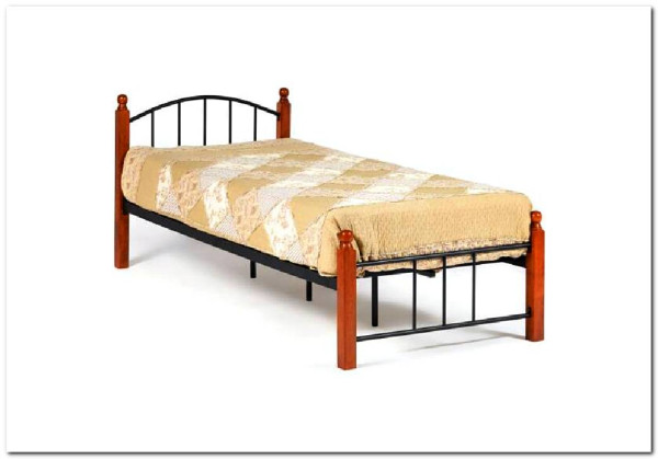 Купить Кровать AT-915 дерево гевея/металл 90*200 (Single bed), красный дуб/черный с доставкой по России по цене производителя можно в магазине Другая Мебель в Санкт Петербурге
