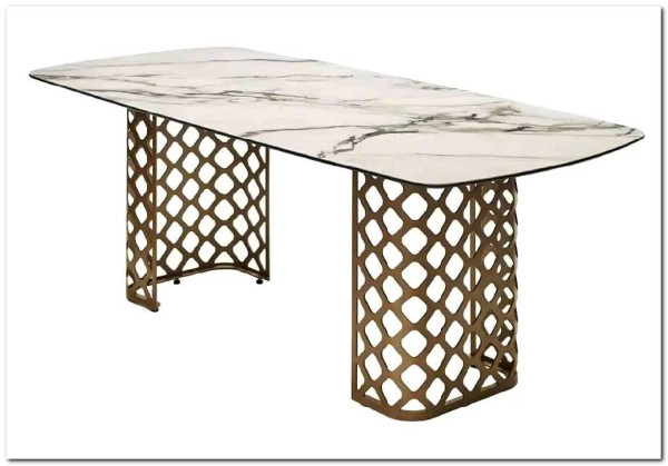 Стол CHIAVARI 220 KL-188 Контрастный мрамор матовый, итальянская керамика / Шампань, DISAUR} заказать в Санкт Петербурге по цене 96 480 руб. с доставкой в Санкт Петербург