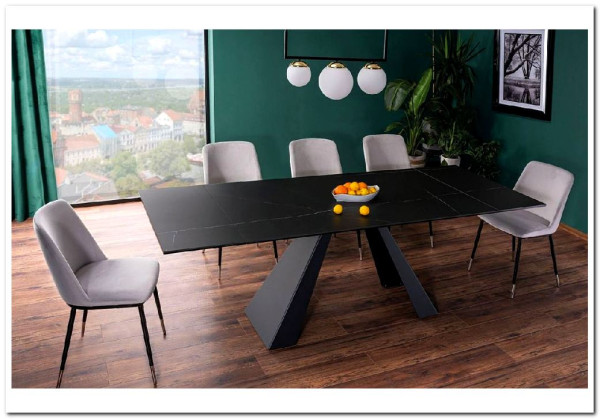 Стол обеденный Signal SALVADORE Ceramic 160 раскладной (черный Sahara Noir/черный мат)} заказать в Санкт Петербурге по цене 136 583 руб. с доставкой в Санкт Петербург