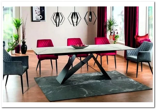 Стол обеденный Signal WESTIN III Ceramic 180 раскладной (белый мрамор/черный мат)} заказать в Санкт Петербурге по цене 163 538 руб. с доставкой в Санкт Петербург