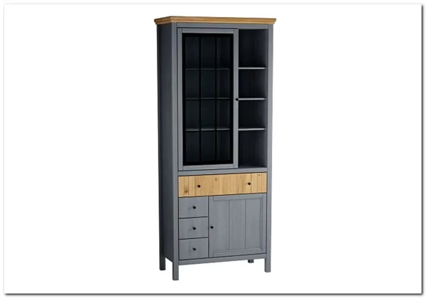 Шкаф Сканди для посуды 1113СТЧ стеклянная и глухая двери серый 7046/антик} заказать в Санкт Петербурге по цене 45 332 руб. с доставкой в Санкт Петербург