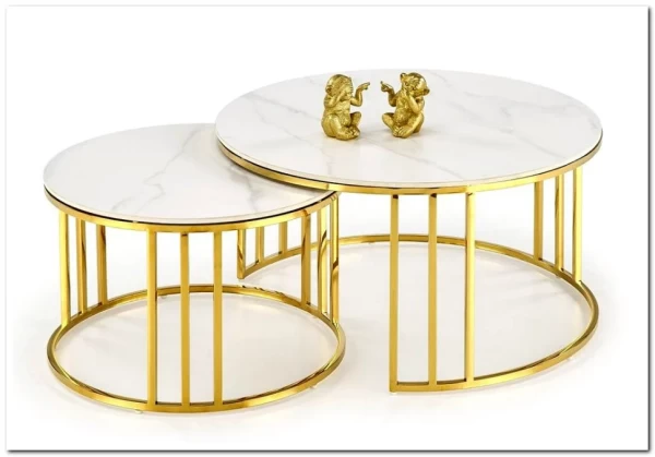 Комплект Halmar MERCURY 3, 2 стола журнальных (белый мрамор/золотой)} заказать в Санкт Петербурге по цене 57 327 руб. с доставкой в Санкт Петербург