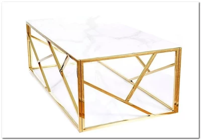 Стол журнальный Signal ESCADA A II (эффект белого мрамора/золотой)