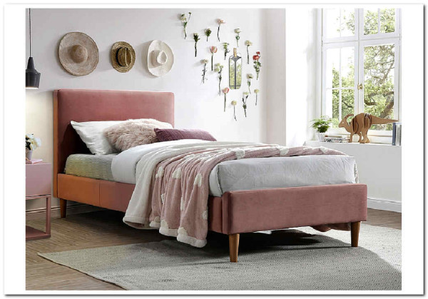 Кровать Signal ACOMA VELVET BLUVEL 52 (античный розовый/дуб) 90/200} заказать в Санкт Петербурге по цене 35 086 руб. с доставкой в Санкт Петербург