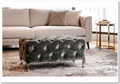 Пуф Signal HESTIA Velvet Bluvel 14 серый/серебряный 100/46/50