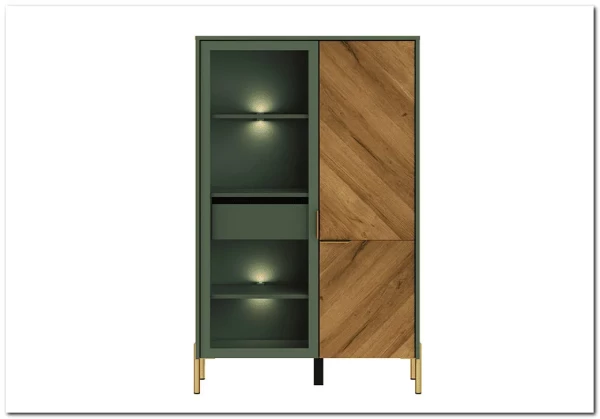Витрина Siena REG1W1D/140 дымчатый зеленый/дуб вотан BRW} заказать в Санкт Петербурге по цене 33 980 руб. с доставкой в Санкт Петербург
