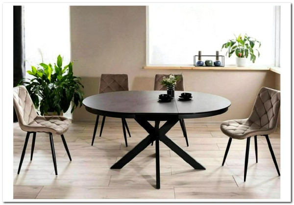 Стол обеденный Signal PORTO Ceramic 120 раскладной (темно-серый мрамор/черный мат)} заказать в Санкт Петербурге по цене 135 701 руб. с доставкой в Санкт Петербург