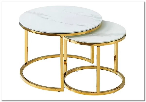 Комплект Signal MUSE II, 2 стола журнальных (эффект белого мрамора/золотой)} заказать в Санкт Петербурге по цене 43 584 руб. с доставкой в Санкт Петербург