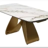 Стол ПАЛАСИО (PALACIO) 180 цвет KL-188 Контрастный мрамор матовый, итал керамика/ ШАМПАНЬ, ®DISAUR} заказать в Санкт Петербурге по цене 149 150 руб. с доставкой в Санкт Петербург
