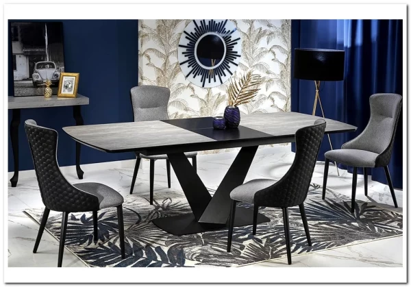 Стол обеденный Halmar VINSTON раскладной темно-серый/черный} заказать в Санкт Петербурге по цене 108 669 руб. с доставкой в Санкт Петербург