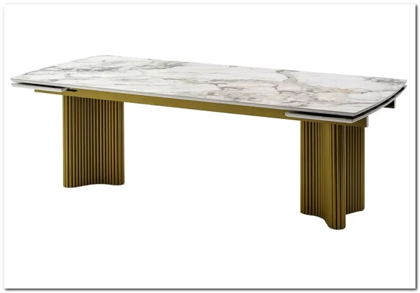 Стол АДАЖИО-2 240 (320) см ARCTIC OCEAN, керамика / Золотой каркас} заказать в Санкт Петербурге по цене 123 150 руб. с доставкой в Санкт Петербург